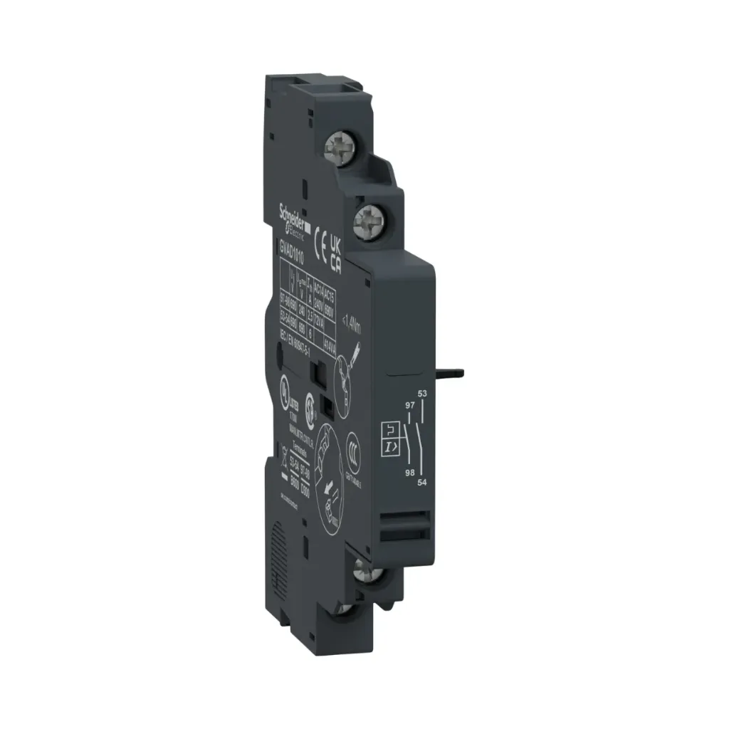 [GVAD1010] Schneider Electric Add-on Contact Block, TeSys Deca Frame 2/3,1NO(fault)+1NO,Side,for GV2/GV3(Except GV3ME)