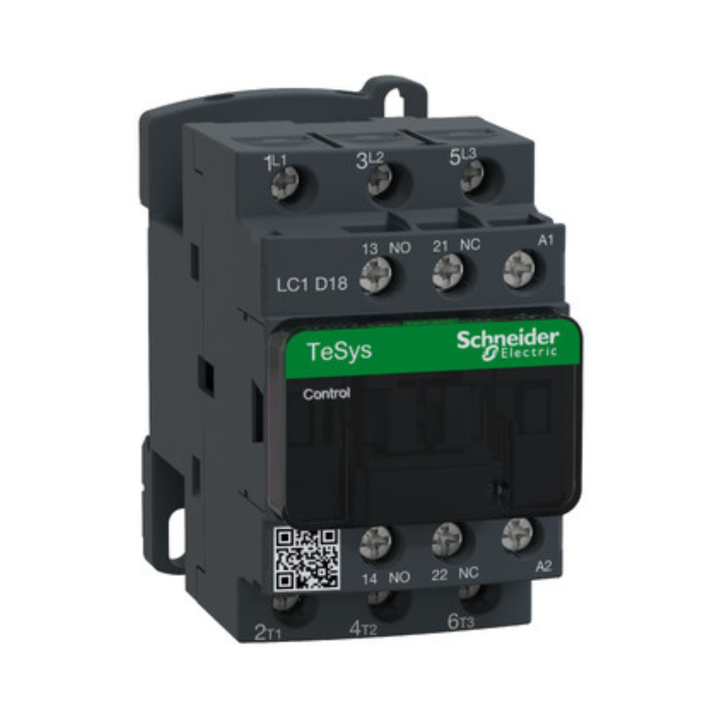 Schneider Electric Contactor, TeSys Deca, 3P(3NO), AC-3/AC-3e, <=440V, 18A, 24V AC 50/60Hz coil, screw clamp terminals 