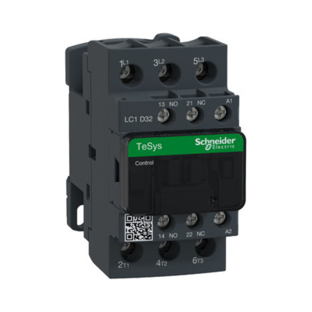 Schneider Electric Contactor, TeSys Deca, 3P(3NO), AC-3/AC-3e, <=440V, 32A, 24V AC 50/60Hz coil, screw clamp terminals 