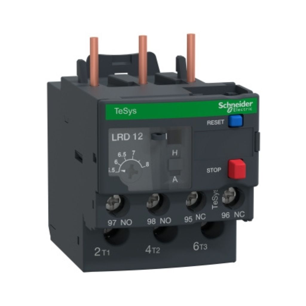 [LRD12] Schneider Electric Thermal Overload Relay, TeSys Deca,5.5-8A,1NO+1NC,Class 10A,Screw Clamp 