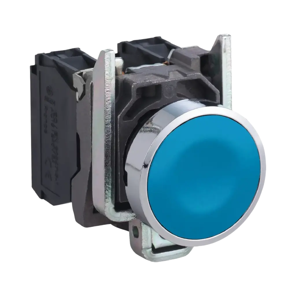 [XB4BA61] Schneider Electric Push Button, Harmony XB4, Metal, Flush, Blue, 22mm, Spring Return, Unmarked, 1NO 