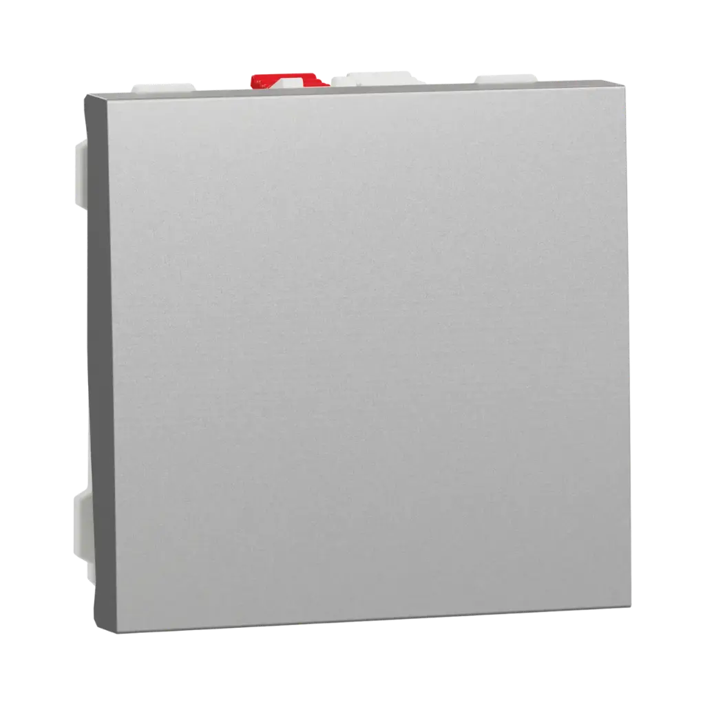 Schneider Electric Switch, New Unica, 1-Pole 2-Way, 10AX, 2 Modules, Screwless Terminals, Painted, IP4X, Aluminium 