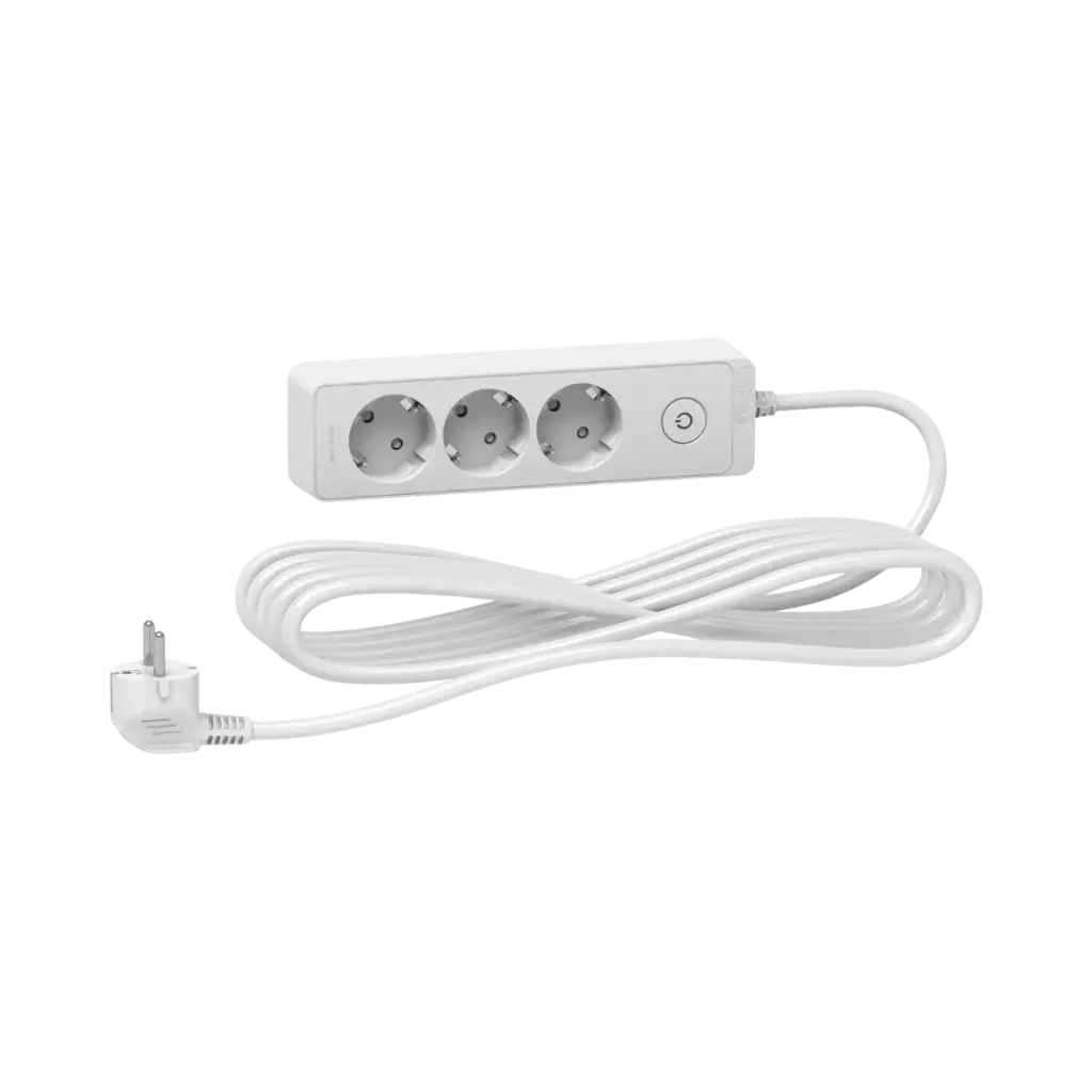 [ST9435W] Schneider Electric Trailing Lead, Unica Extend, 3 Schuko, 5m Cable, White 