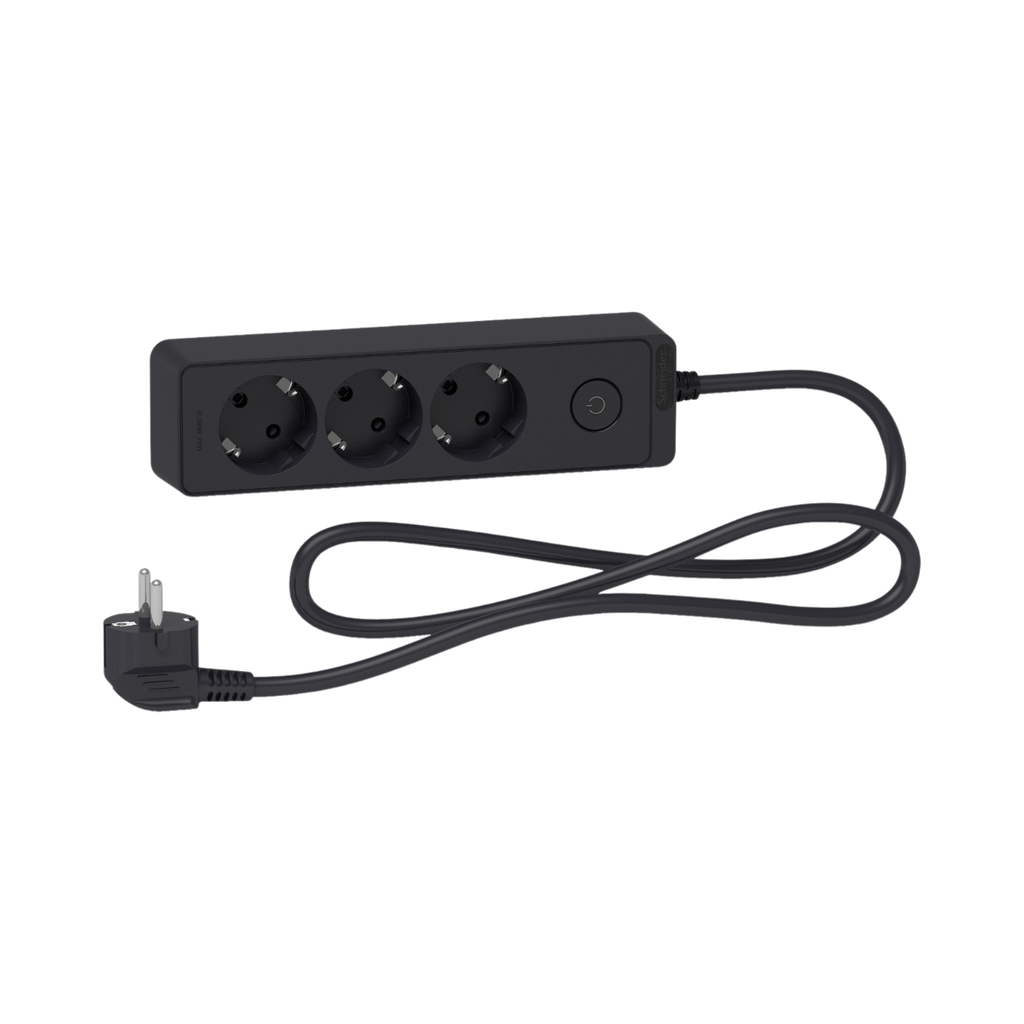 [ST9431B] Schneider Electric Trailing lead, Unica Extend, 3 Schuko, 1.5m Cable, Anthracite 