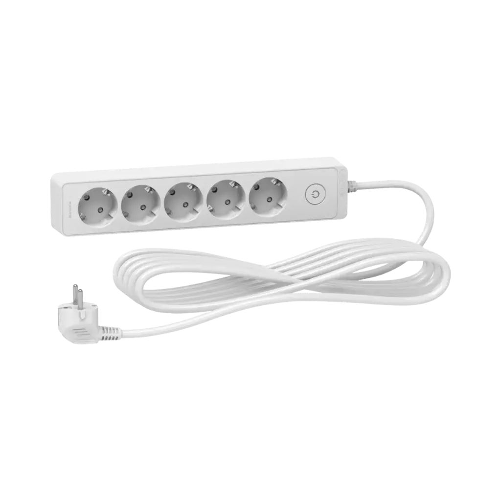 Schneider Electric Trailing Lead, Unica Extend, 5 Schuko, 5m Cable, White 