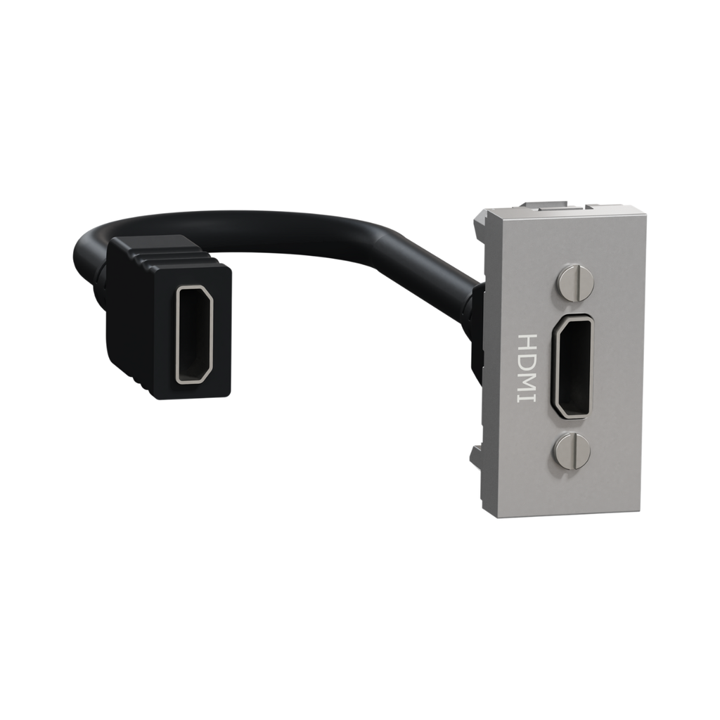 Schneider Electric New Unica - HDMI Connector Prewired - 1 Module - Aluminum 
