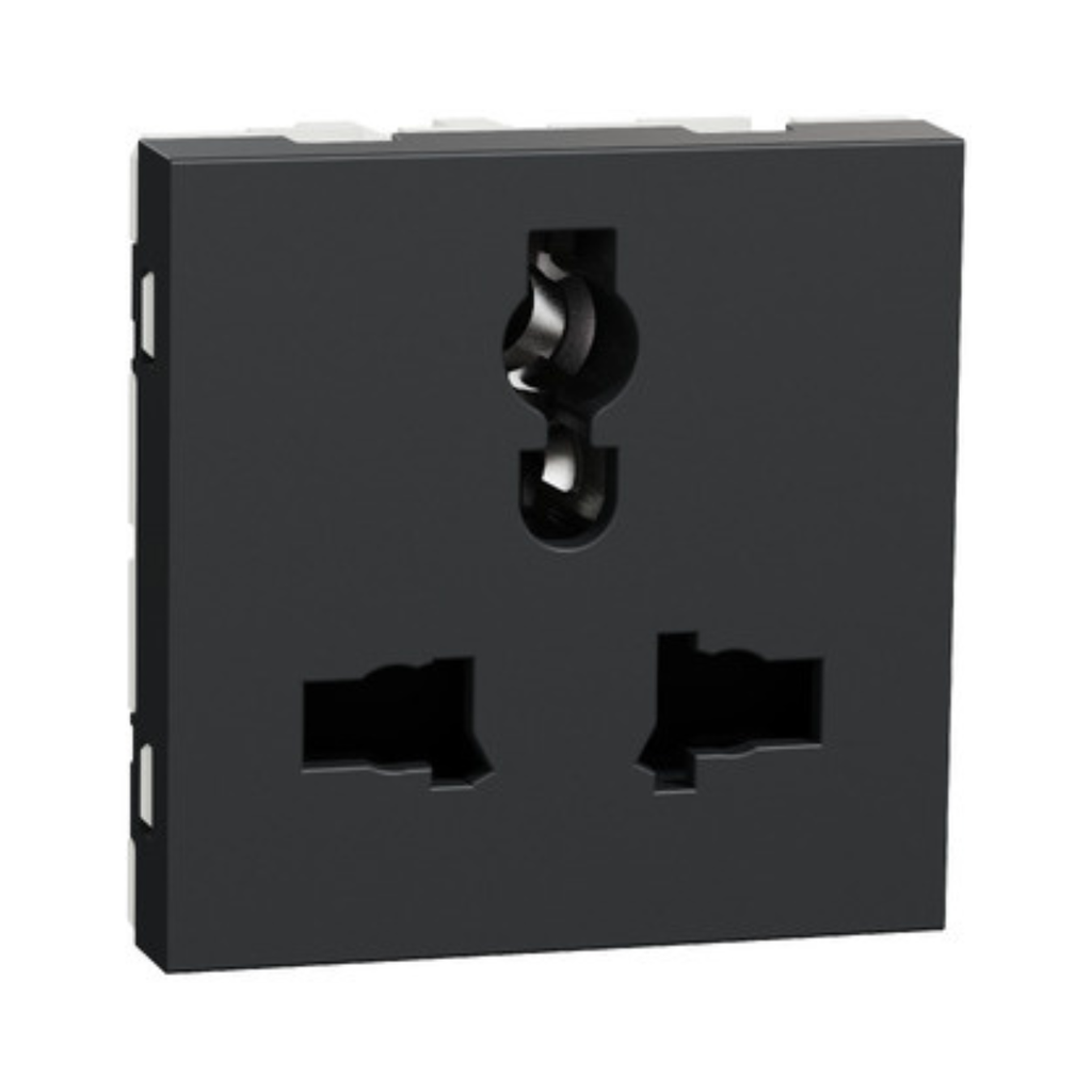 Schneider Electric Socket outlet, New Unica, Multistadard, with shutter, 2 modules, anthracite 