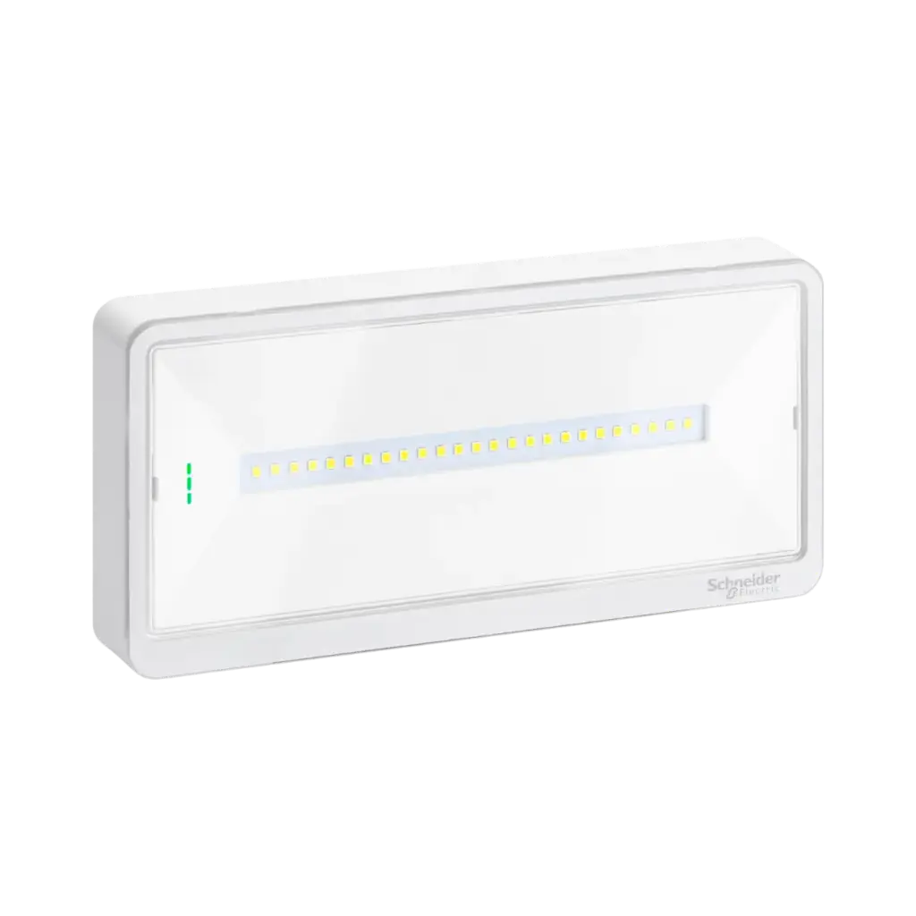 Schneider Electric Emergency luminaire, Exiway Light, Standard, Selectable Duration, 110lm, IP42, White 