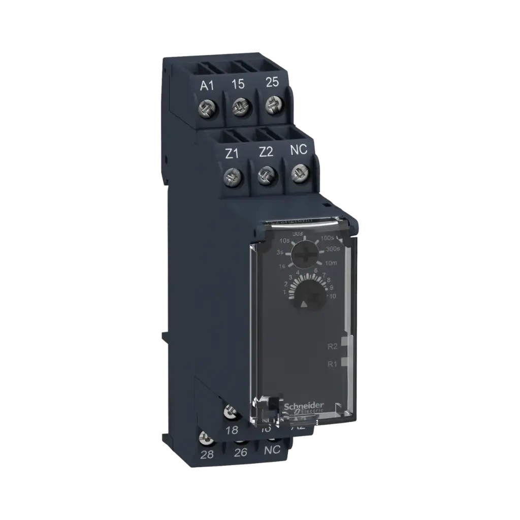 [RE22R2KMR] Schneider Electric Single Function Relay, Harmony Timer Relays, 5A, 2CO, 0.05s…10min, Delay on de Energization, 24...240V AC DC 