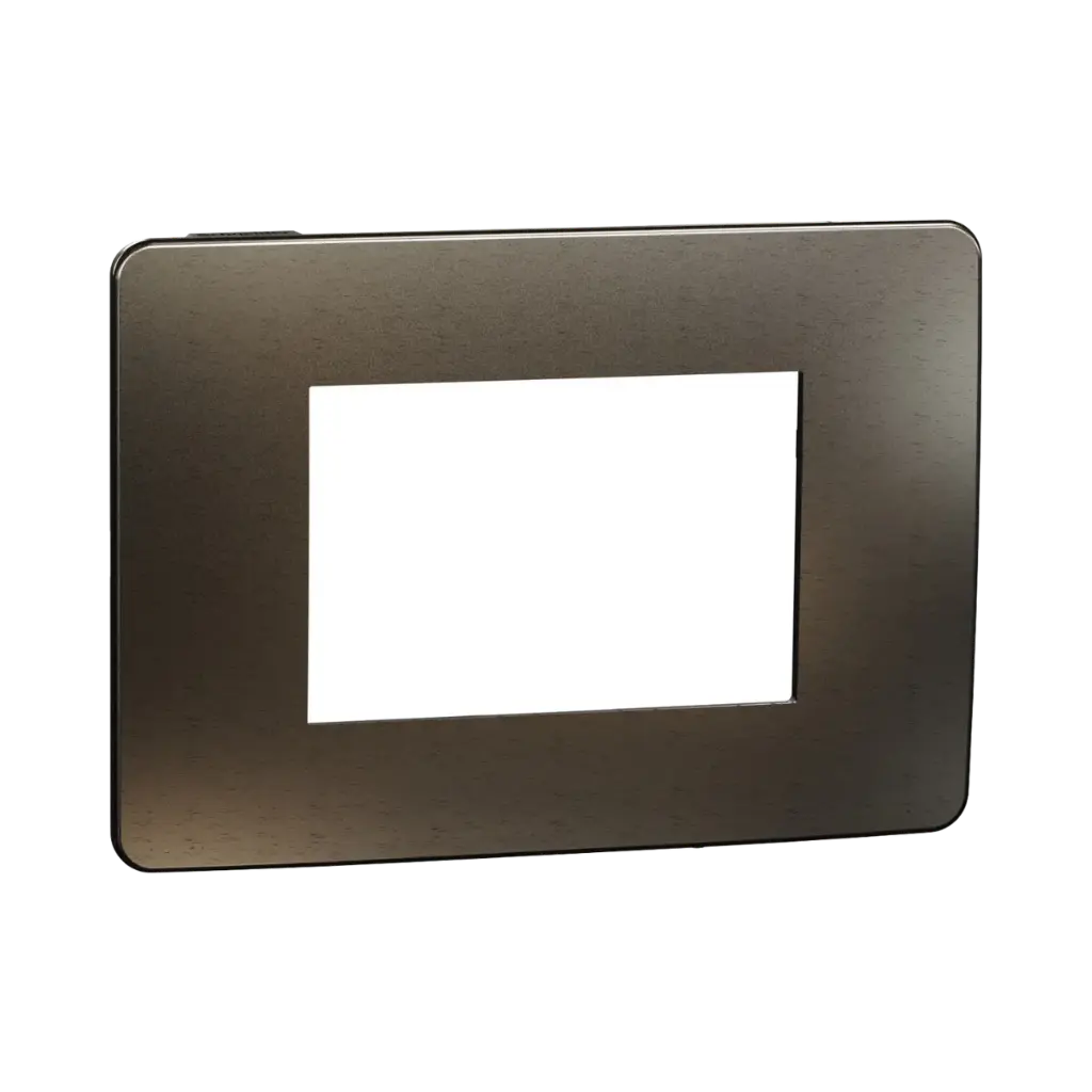 Schneider Electric Cover Frame, New Unica, 1 Gang, 3 Modules, Dark Aluminium and Black