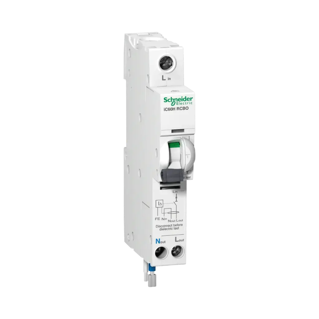 Schneider Electric Residual Current Breaker With Overcurrent Protection (RCBO), Acti9 iC60H RCBO, 1P+Ns, 40A, 30mA, A Type, 10000A 