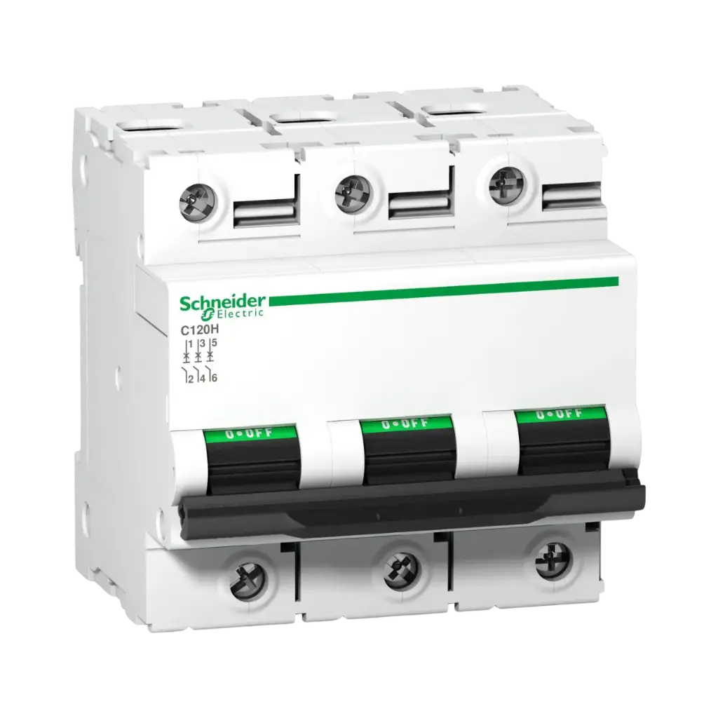 Schneider Electric Miniature Circuit Breaker (MCB), Acti9 C120H, 3P, 125A, C Curve, 15000A (IEC/EN 60898-1), 15kA (IEC/EN 60947-2) 