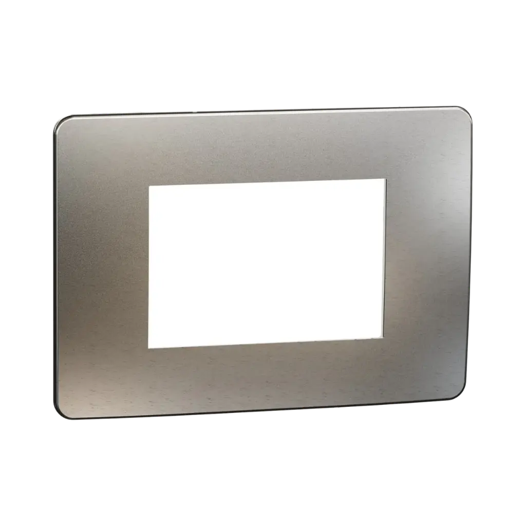 [NU270355M] Schneider Electric Cover Frame, New Unica, 1 Gang, 3 Modules, White Aluminium and White 