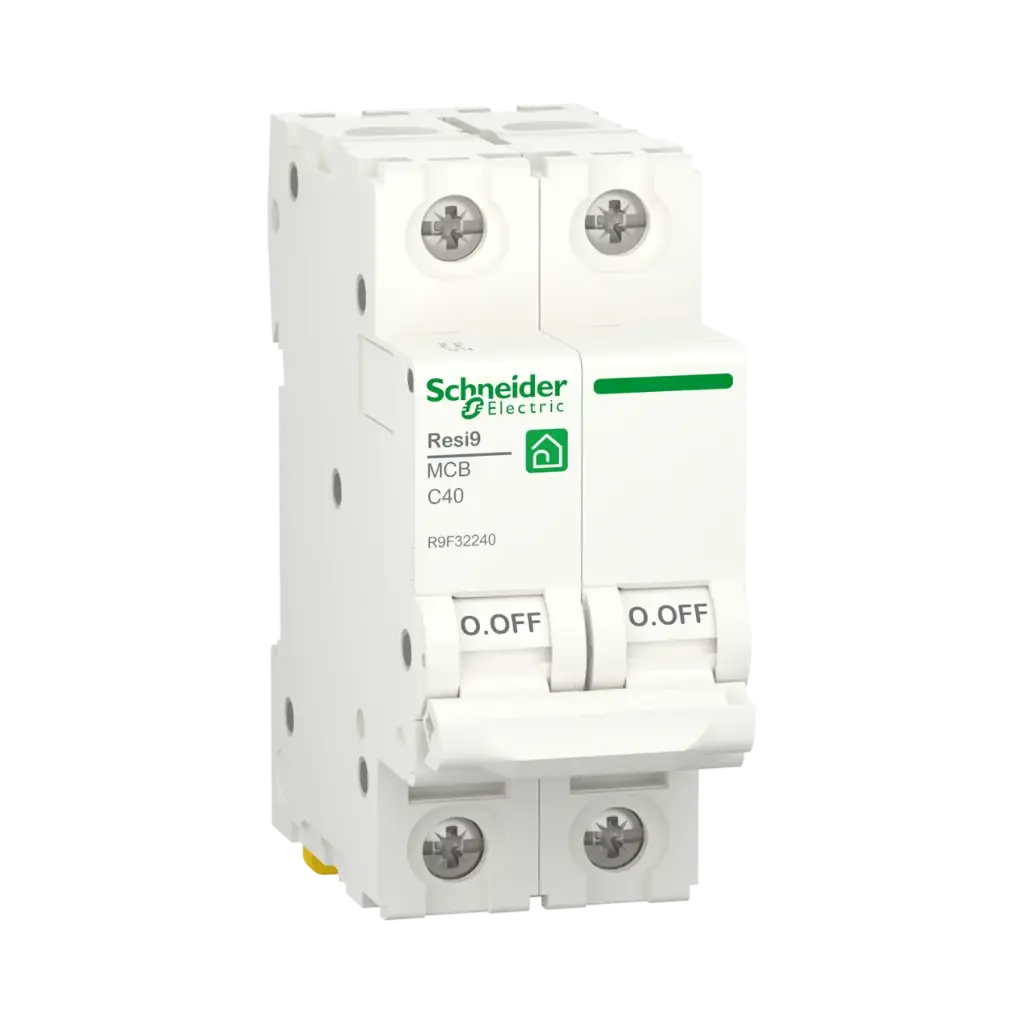 Schneider Electric Miniature Circuit Breaker (MCB), Resi9, 2P, 40A, C Curve, 4500A (IEC/EN 60898-1) 