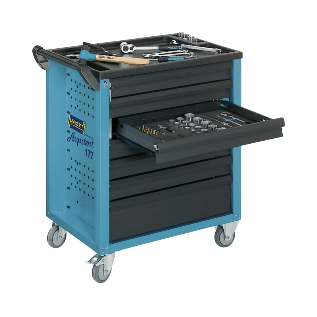 [177-7/217] Hazet Tool Trolley Assistent 177 Assortment 7 Drawers Complete With 217 Piece Tool
