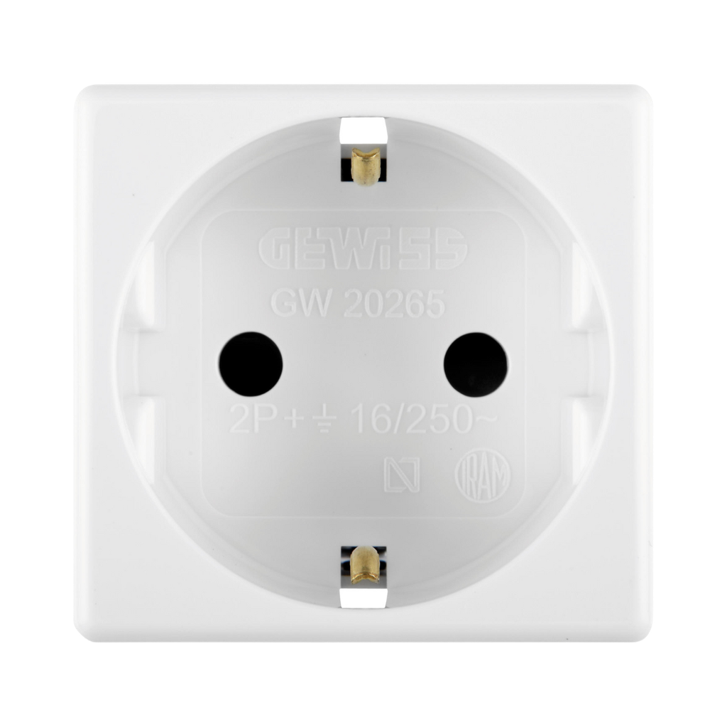 Gewiss German Standard Socket Outlet 250v AC 2P+E 16A 2 Modules System White 