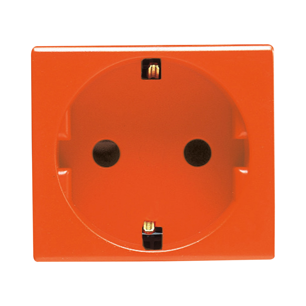 [GW20288] Gewiss System German Standard Socket Outlet 250v AC For Dedicated Lines 2P+E 16A 2 Modules Orange