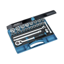 Hazet Socket Set 25 Pieces 10-32 ∙ 1/2 Inch Square ∙ Hollow Outside Hexagon Traction Profile 