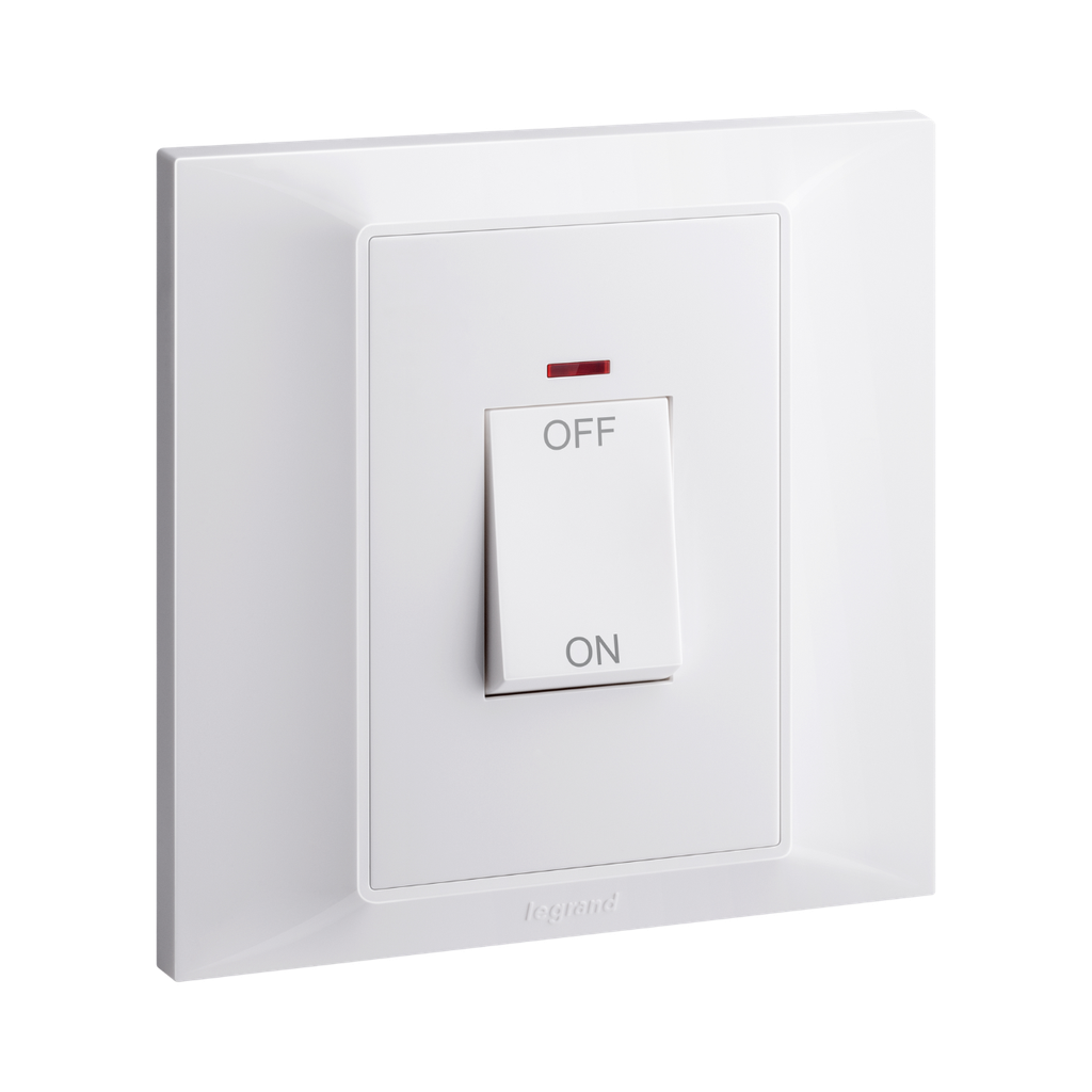 [617629] Legrand Belanko S 1 Gang 1 Way 32A Double Pole Switch With LED White 