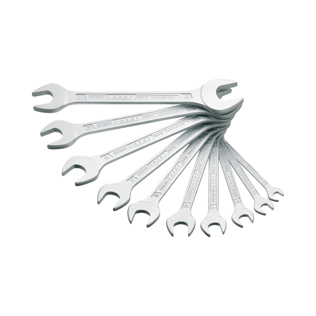 [450N/12] Hazet Double Open-End Wrench Set 12-pieces 6 x 7 – 27 x 32 ∙ Outside Hexagon Profile