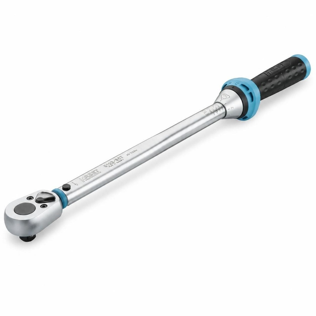 [5122-3CT] Hazet 1/2 inch 12.5 mm Square Solid Torque Wrench 40-200 Nm ±3% Length 519 mm