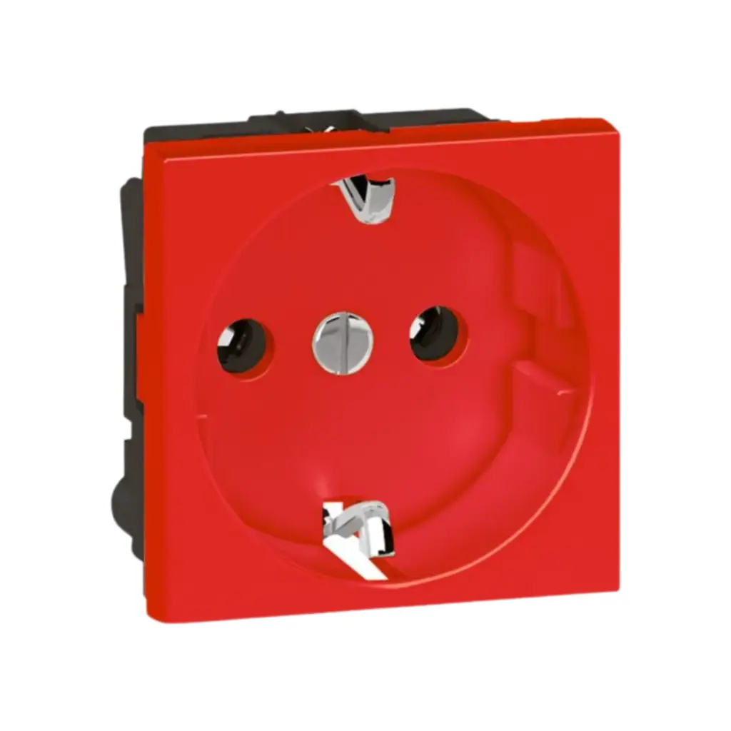 Legrand German Socket Arteor 16 A 2P+E Shuttered - 2 Modules Red