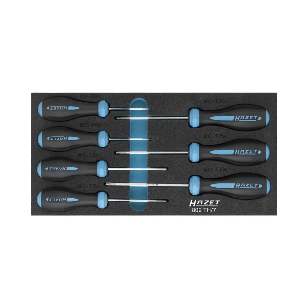 [802TH/7] Hazet HEXAnamic® screwdriver set 1/3 7 Pieces T8H -T30H Tamper Resistant TORX® Profile