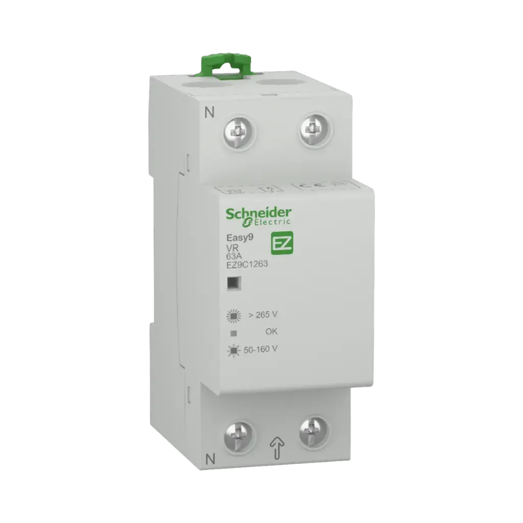 [EZ9C1263] Schneider Electric Easy9, 2P 63A Voltage Relay, Home Protection Device Against Sudden Over And Under Voltage