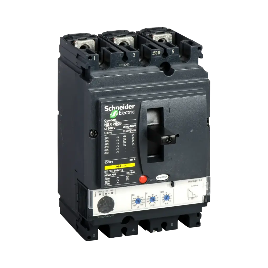 Schneider Electric Circuit Breaker ComPact NSX100B, 25 kA at 415 VAC, MicroLogic 2.2 Trip Unit 100 A, 3 Poles 3d 
