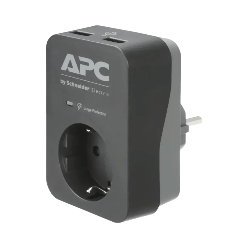مشترك حمايه من تقلبات الجهد الكهربائى 1 مخرج + 2 مخرج USB لحماية الاجهزه الحساسه PME1WU2B-GR شنايدر اليكتريك