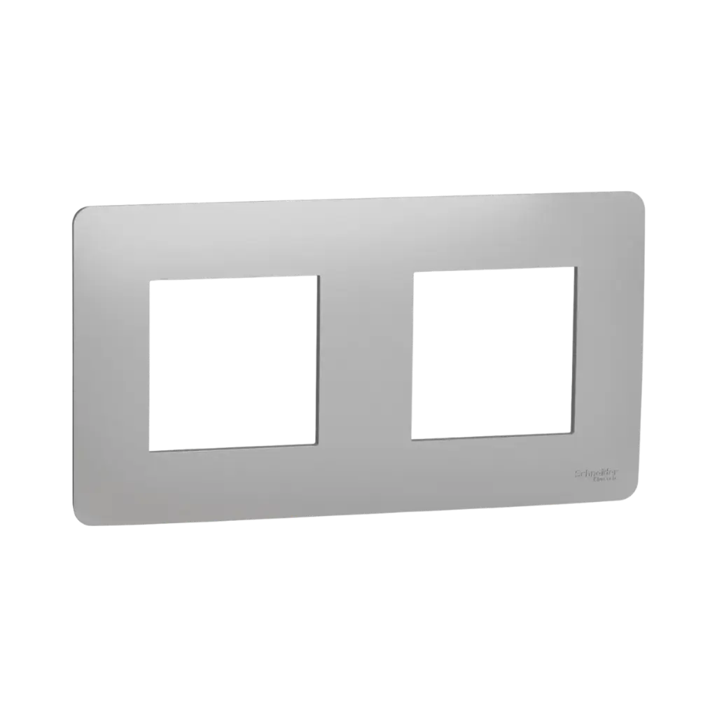 Schneider Electric Cover Frame, New Unica, 2 Gangs, 2 x 2 Modules, Aluminium 