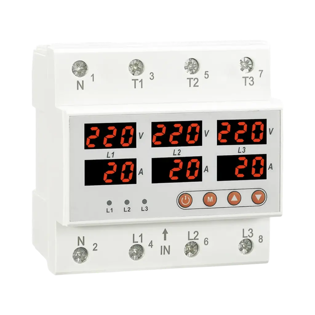 Reletek Three Phase Voltage and Current Monitoring Relay Up to 63A
