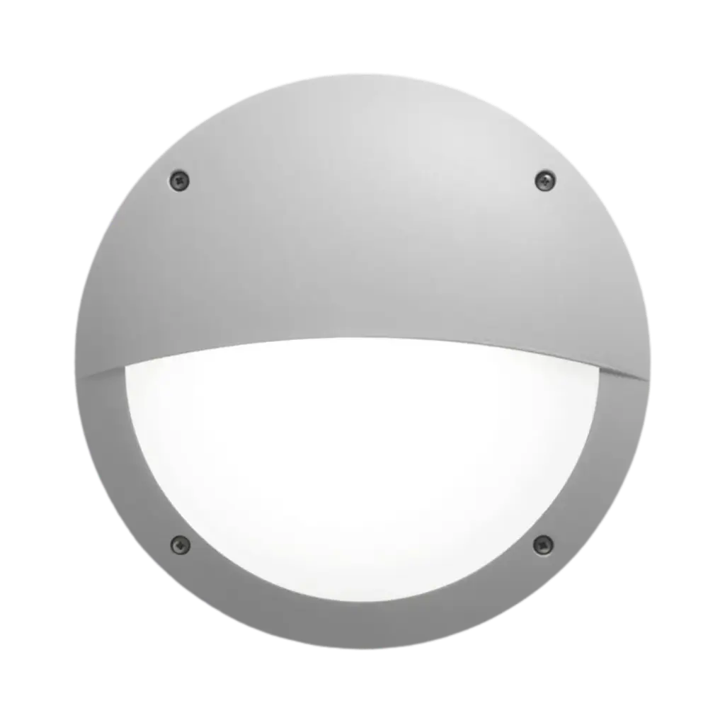 [2R3.000] Fumagalli Lucia-EL Round Bulkhead Luminaire With Ring, Ceiling and Wall Installation, Grey IP66