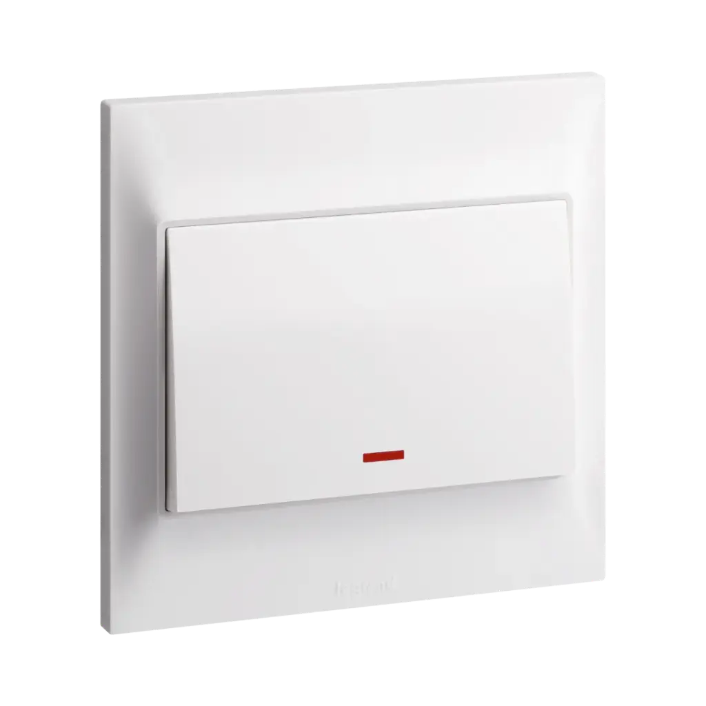 [617671] Legrand Belanko S 1 Gang Double Pole Switch + Neon + Earth Terminal, 20A - White