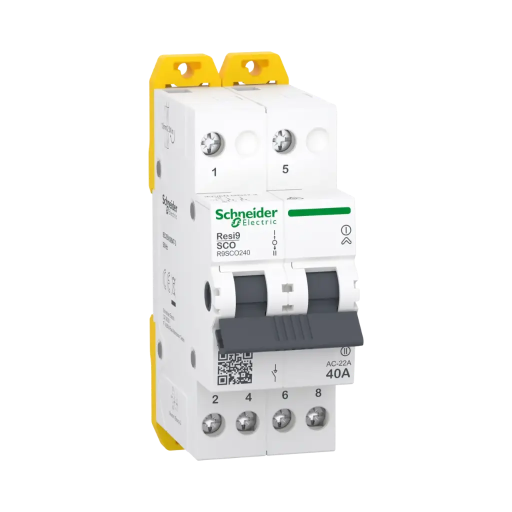 Schneider Electric Changeover Switch, Resi9, 2P, 40A, 230/240VAC 