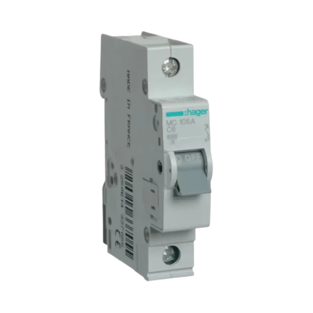 Hager Miniature Circuit Breaker 6kA 6A 1P C CURVE