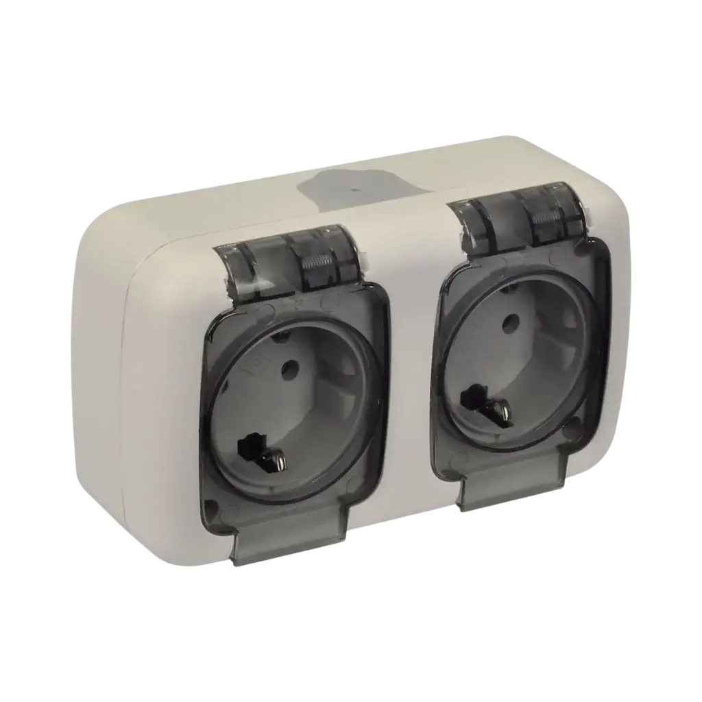 TP Electric Weatherproof Double Socket German Type IP54