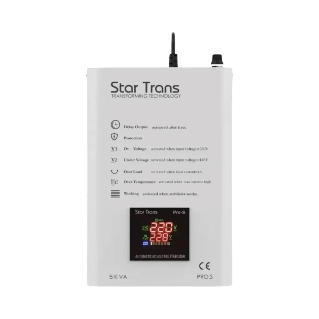 [Pro-S 1Ph-3 KVA] Star Trans 3kVA Single Phase Stabilizer Servo Pro-S Series