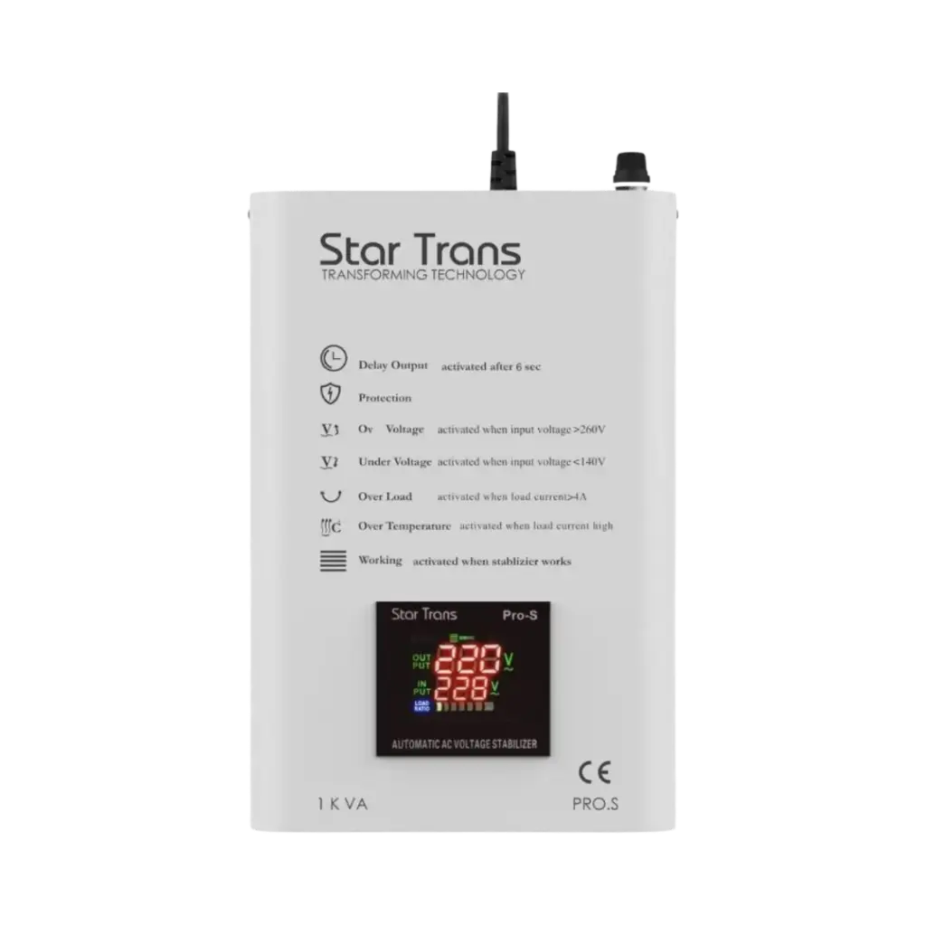 [Pro-S 1Ph-1KVA] Star Trans 1kVA Single Phase Stabilizer Servo Pro-S Series