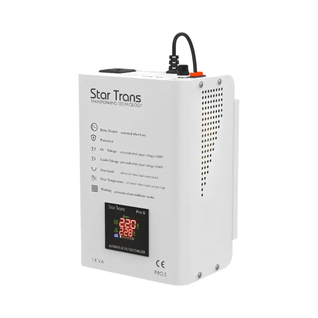 [Pro-S 1Ph-1KVA] Star Trans 1kVA Single Phase Stabilizer Servo Pro-S Series