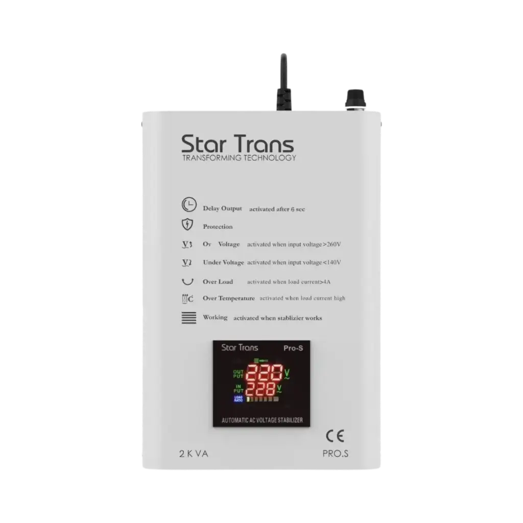 [Pro-S 1Ph-2KVA] Star Trans 2kVA Single Phase Stabilizer Servo Pro-S Series