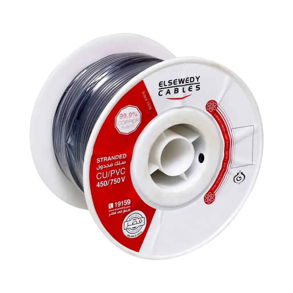 Elsewedy Single Core CU/PVC Stranded Copper Wire 1 mm (Black)