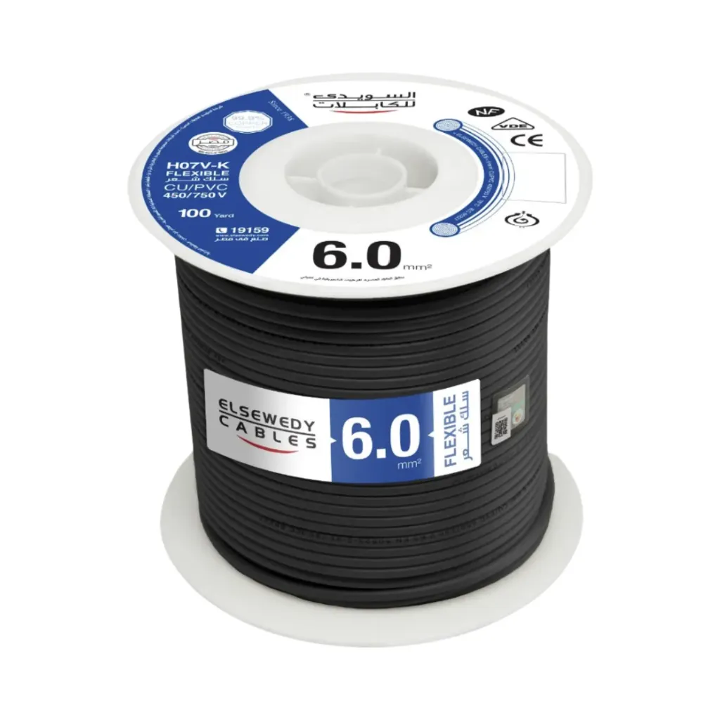 Elsewedy Single Core CU/PVC Flexible Copper Wire 6 mm (Black)