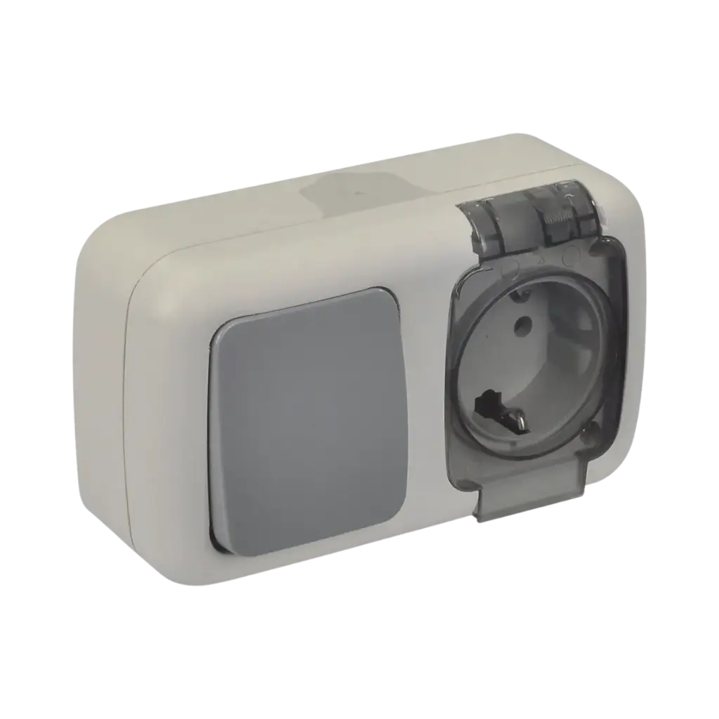 TP Electric Weatherproof One Way Switch + Socket  IP54 