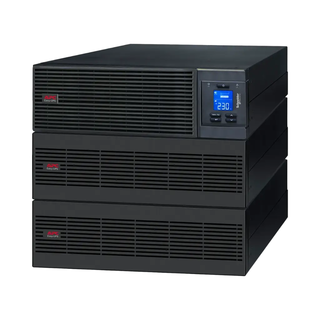 APC Easy UPS On-Line, 15kVA/15kW, Rackmount 9U, 230V, Hard Wire 3-Wire (1P+N+E) Outlet, Intelligent Card Slot, LCD, Extended Runtime, W/ Rail Kit 