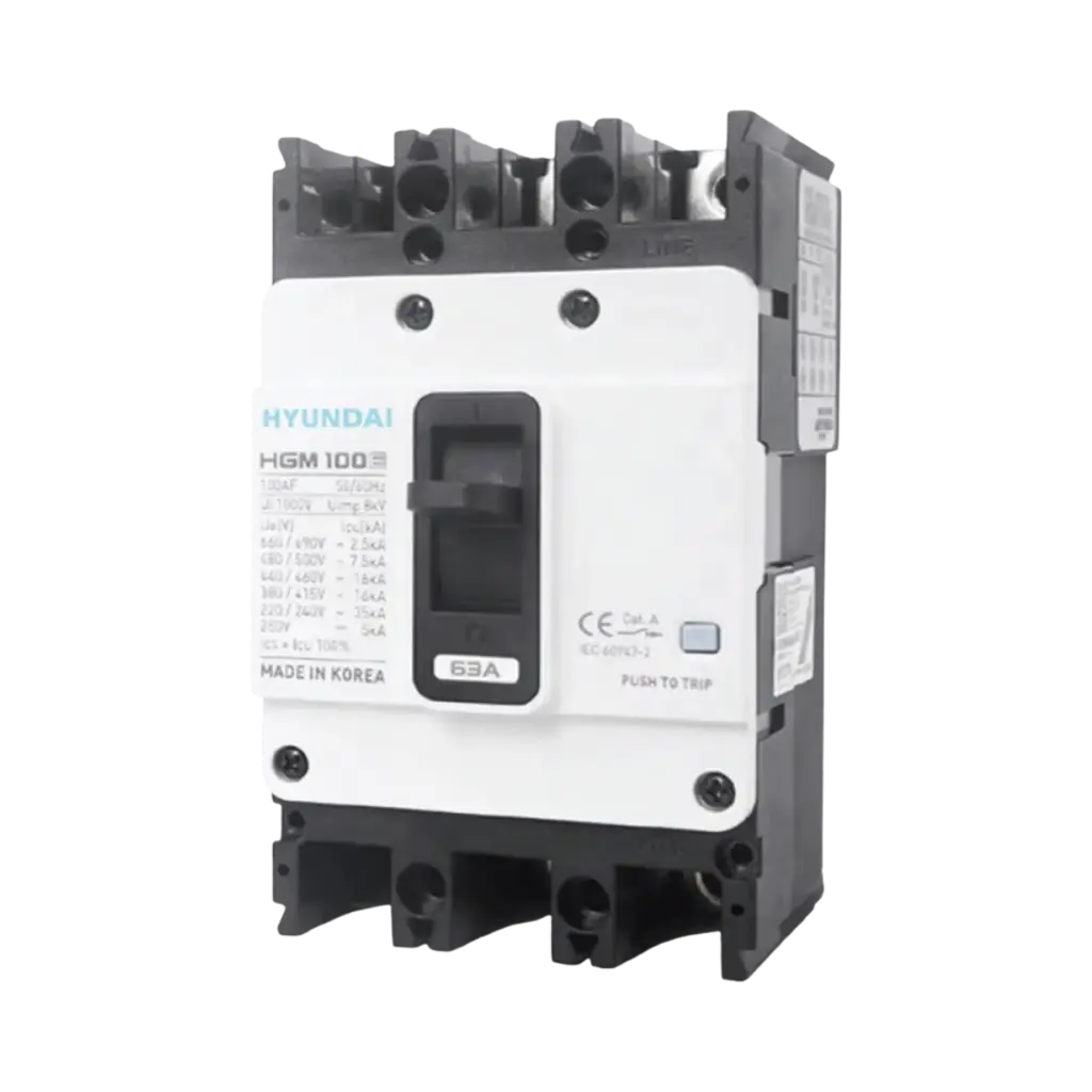 [HGM400E] Hyundai Adjustable Thermal and Fixed Magnetic Molded Case Circuit Breaker 3P 400A Icu 45