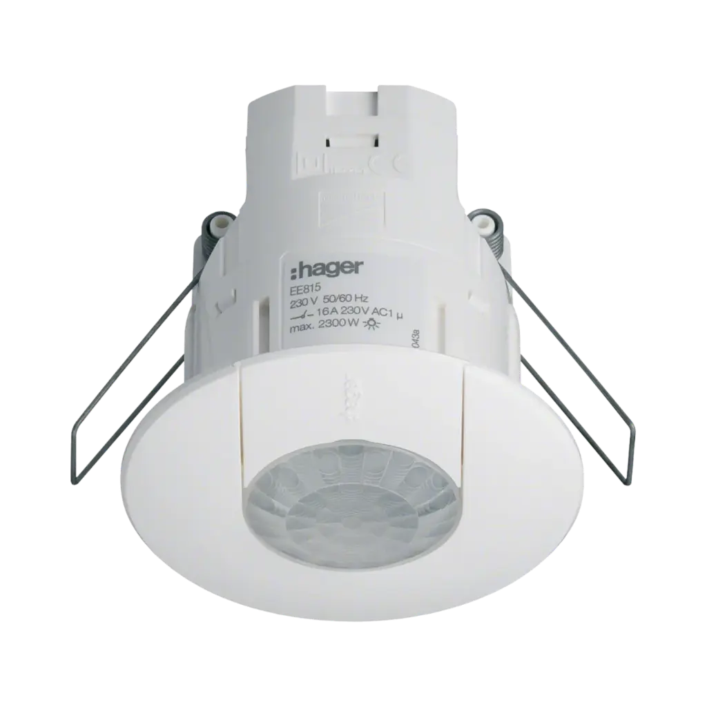 Hager Presence Detector 360° Monobloc, Flush Mounted, 1 min - 1 Hour White
