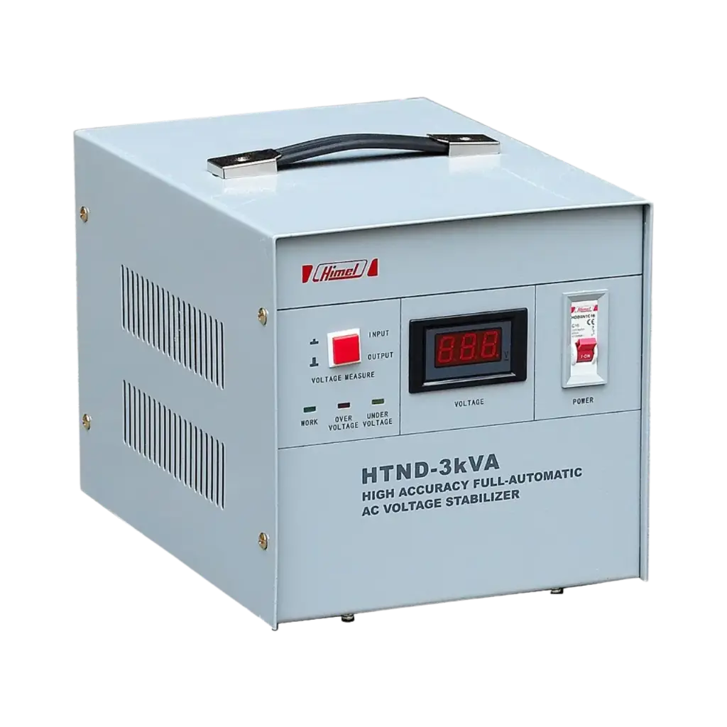 [HTND3H220E] Himel 3 kVA Voltage Stabilizer, HTND, Terminal Connect, 220 V Output, Digital Meter