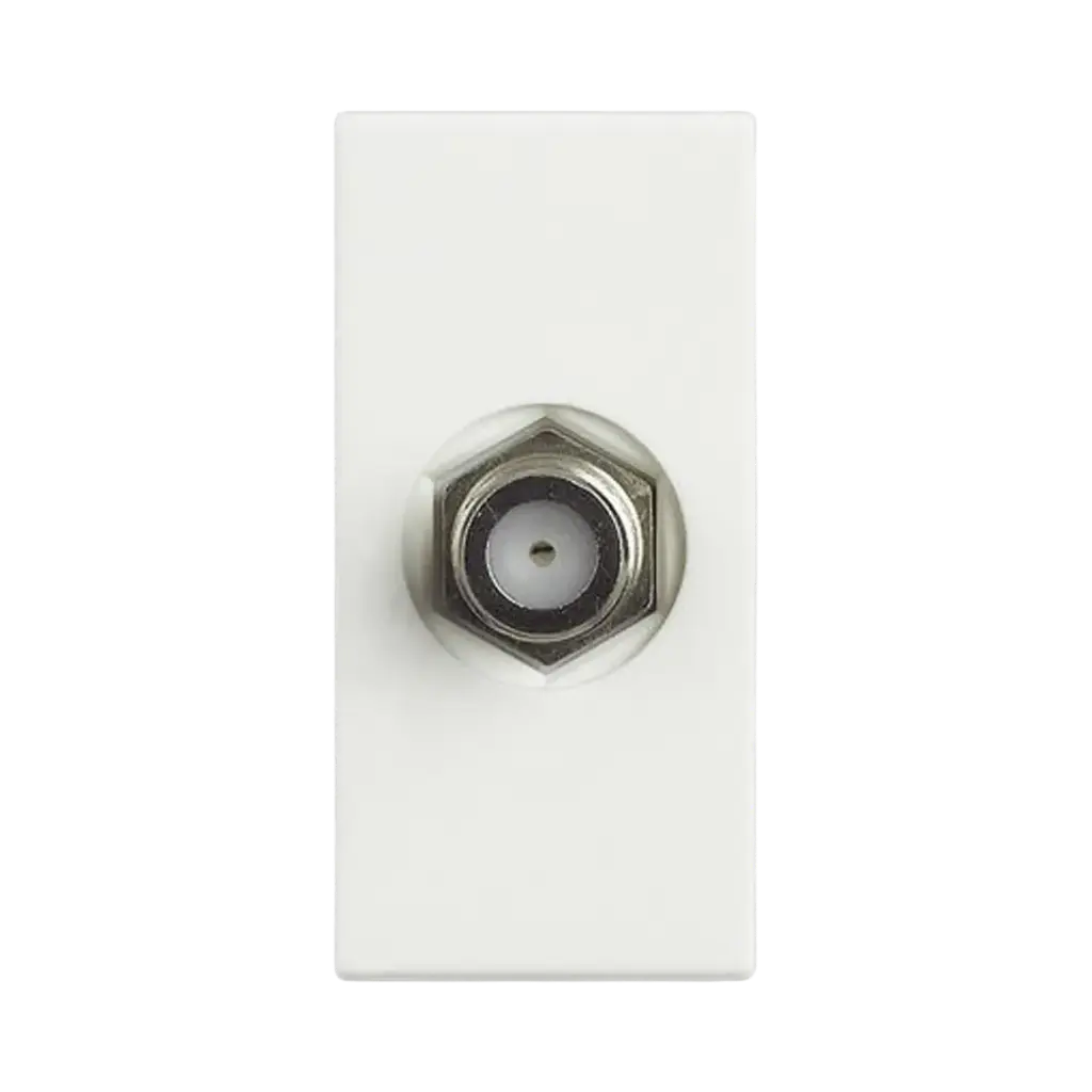 Bticino Type F TV Female Connector - 75 Ω Impedance - Screw Coupling - 1 Module White, Solida