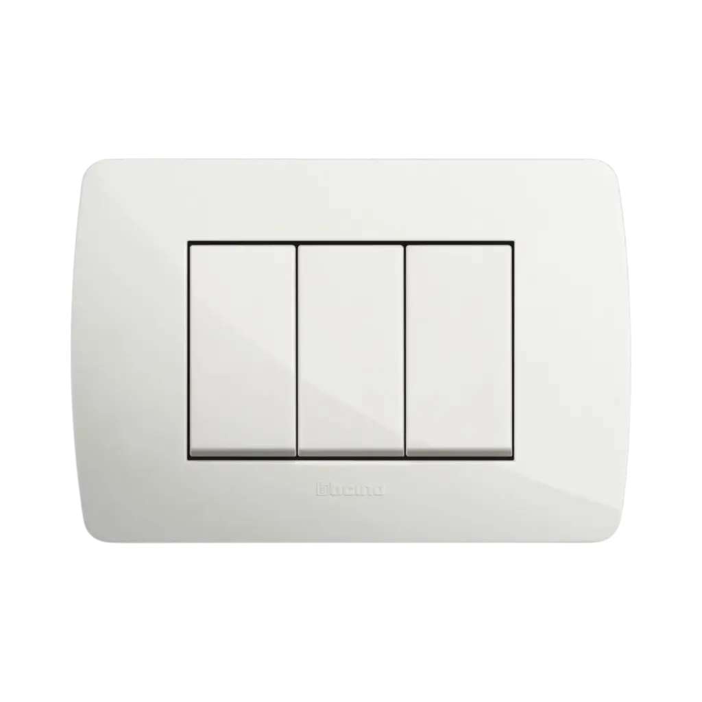 Bticino Cover Frame,1 Gang, 3 Modules, White Solida